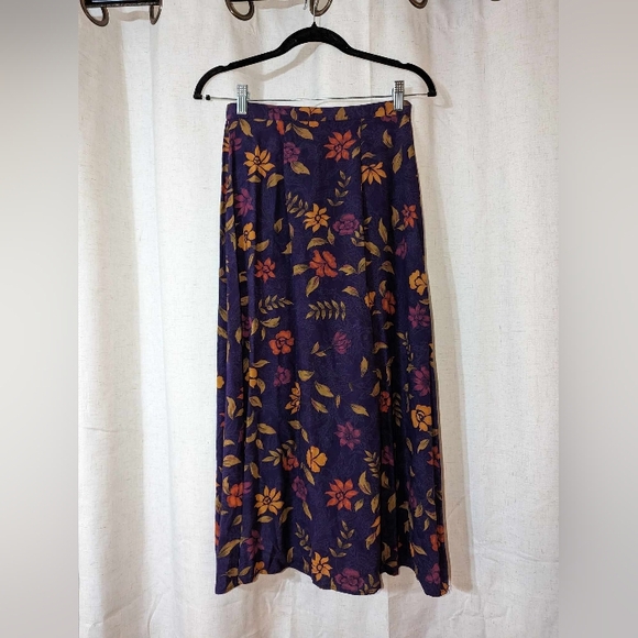 Vintage Dresses & Skirts - Vintage Rich Color Floral Maxi Skirt
